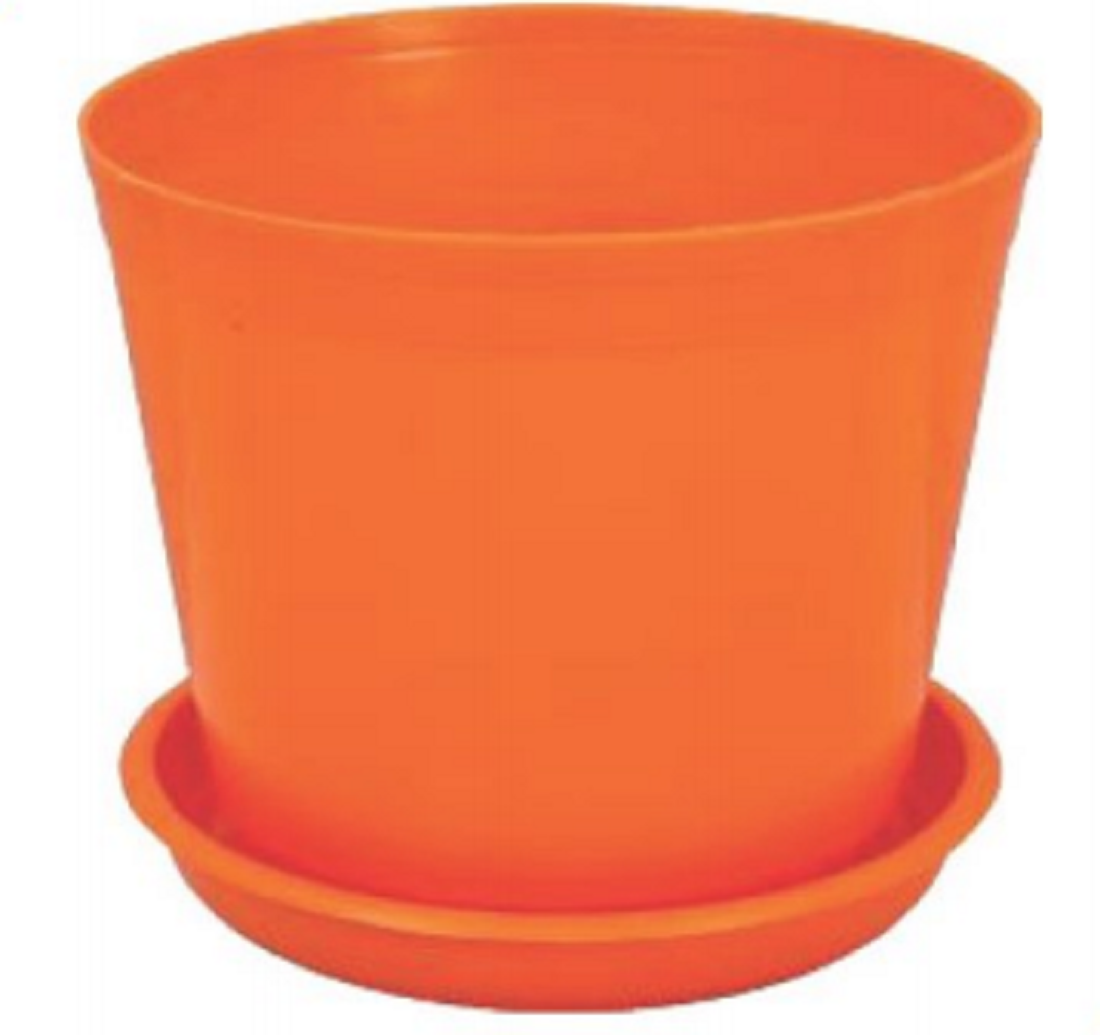 Flower Tub with Tray 7"-Fanta Orange (17CM)-TEL