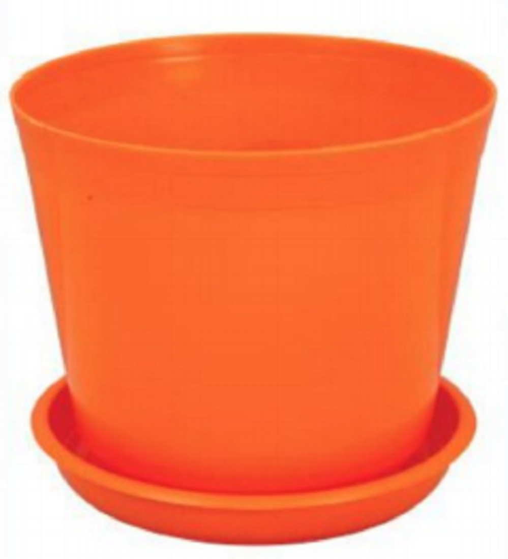 Flower Tub with Tray 8"-Fanta Orange (19CM)-TEL