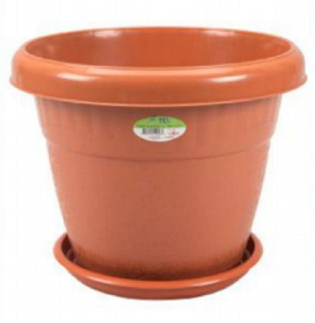 Flower Tub with Tray 12"-Fanta Orange (10L)-TEL