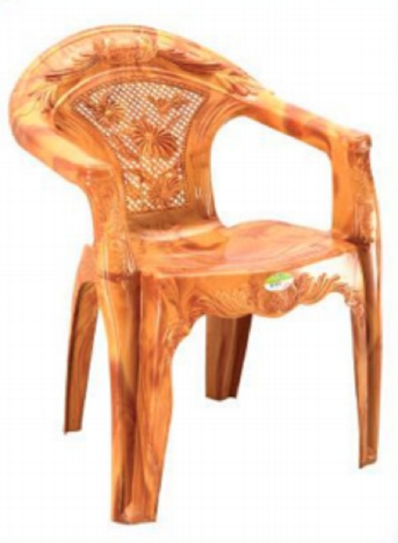 Garden Chair with Arm (Flower)  Sandal Wood-TEL