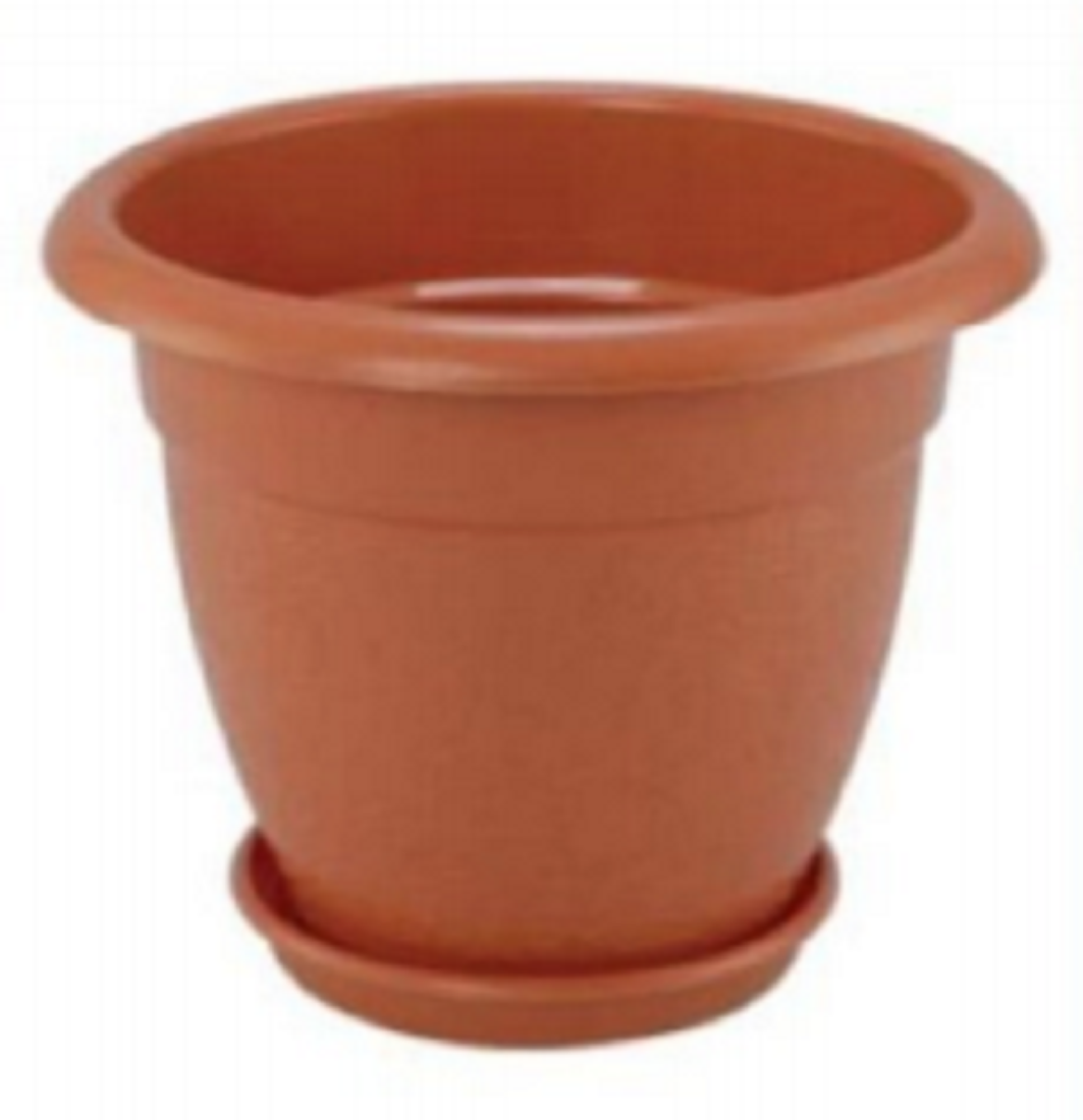 Flower Tub 8" With Tray-Sandal Wood-TEL