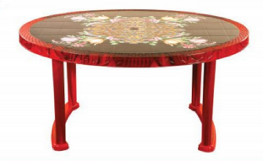 6 Seated Deluxe Table-Print R/W Flower (Pl/L)-TEL