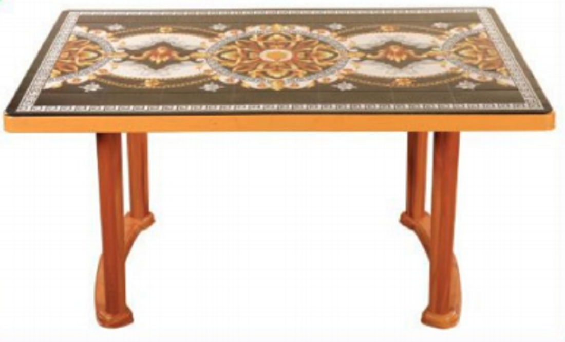 6 Seated Square Table-Print S/W Royal (P/L)-TEL