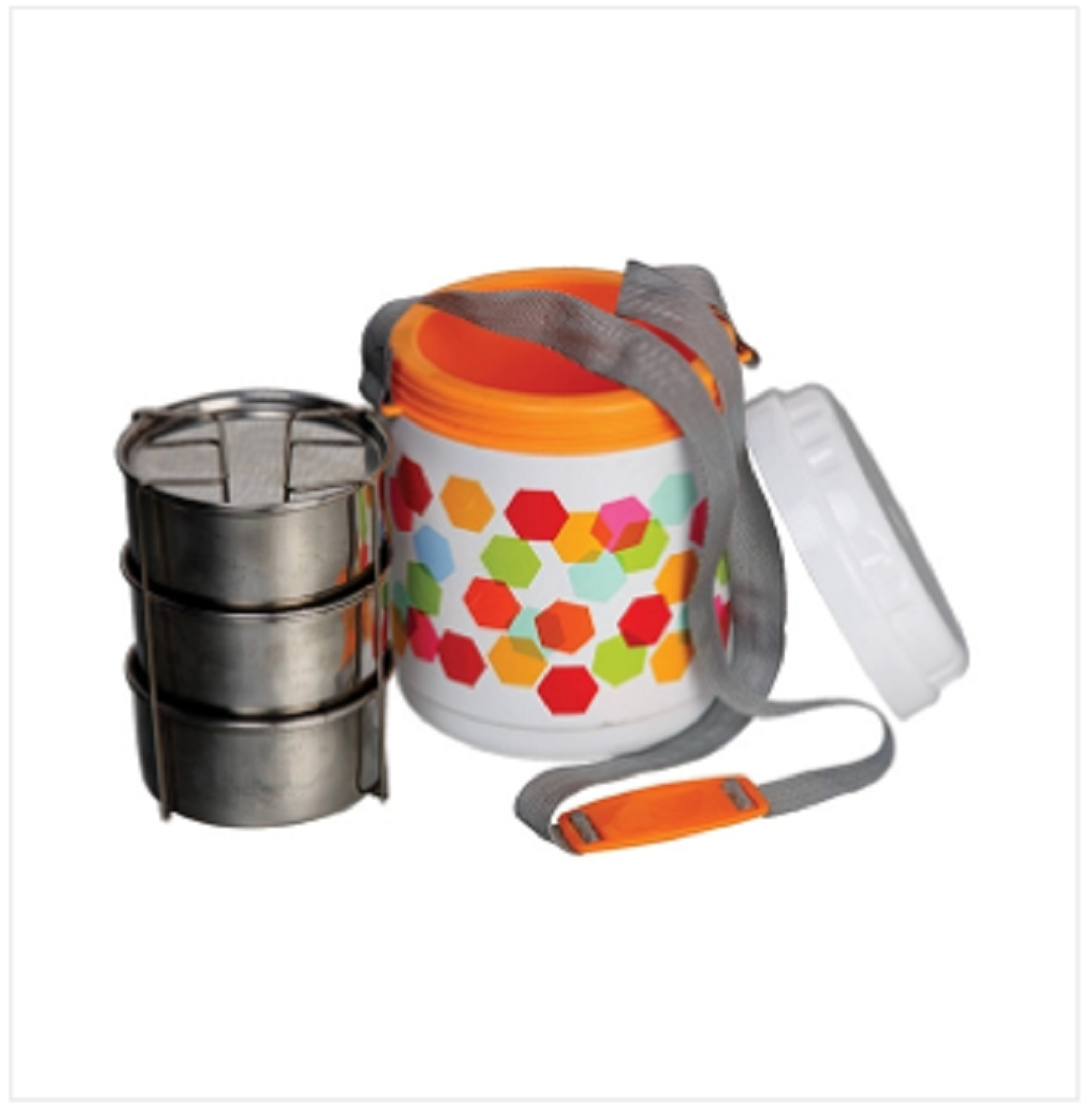 Winner 3 Layer Stelo Tiffin Carrier With Belt