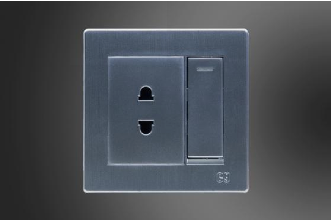 2 Pin Socket with Switch-Dark Silver (MGS2051/G)