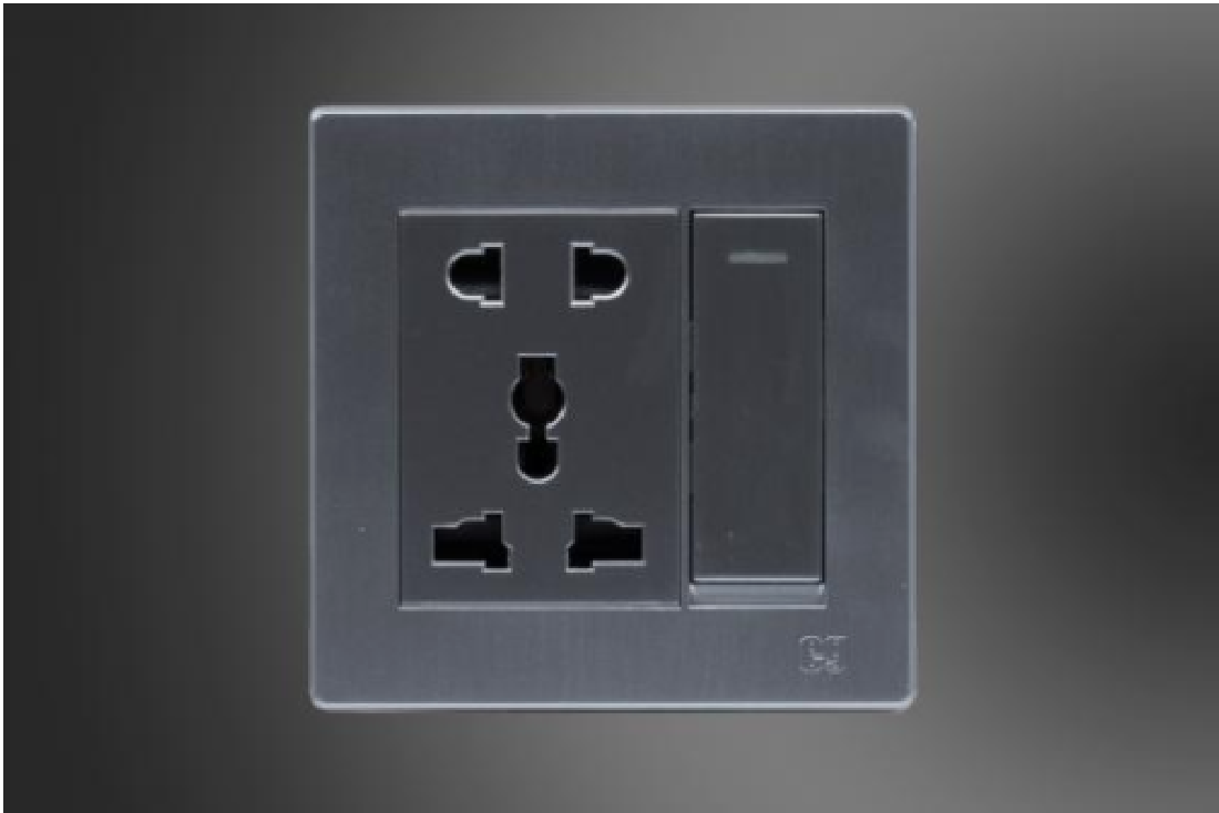 Universal Socket + Switch-Silver (MGS3044/S)