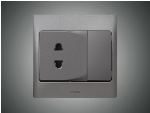 2 Pin Socket+Switch Dark Silver (283501)