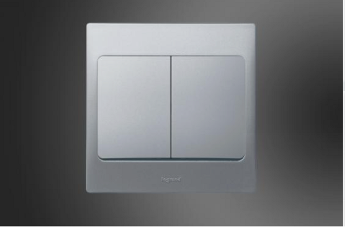 2 Gang 2 Way Switch Mallia Silver (283002)