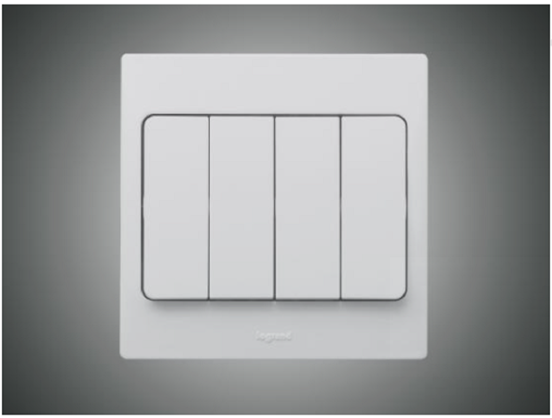4 Gang 1 Way Switch Malia White (281006)