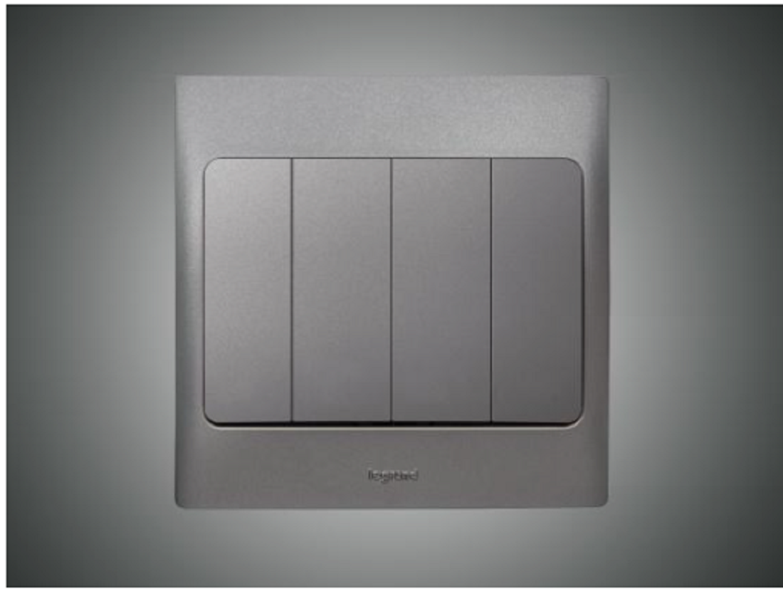 4 Gang 1 Way Switch Dark Silver (283406)