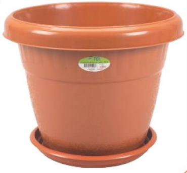 Flower Tub 6" With Tray Rose Wood-TEL