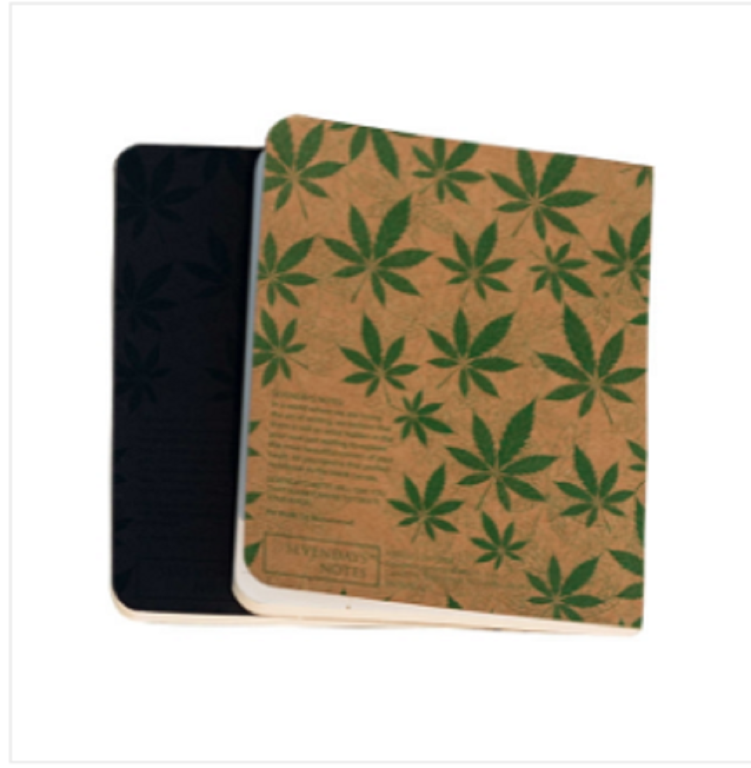 Cannabis Series Black Leaf & Brown Cover Notebook 2-Pack