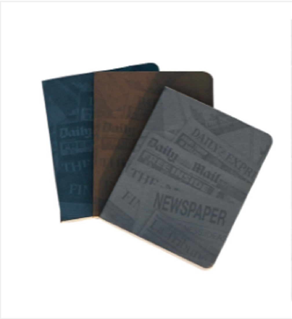 News Cover Series Workbook Brown Grey & Silver Notebook 3-Pack