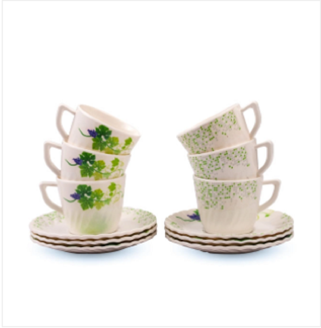 Italiano Crazy Tea Cup With Saucer-12 Pcs Set Snowdrop Brand: Italiano