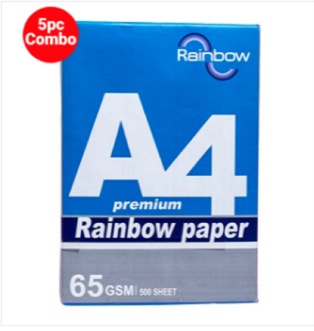 Rainbow A4 Paper (80 GSM) 5 Pcs Combo