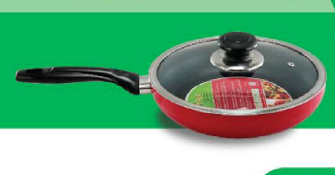 TPR NS Glamour Fry Pan with Lid (Red) - 26 cm