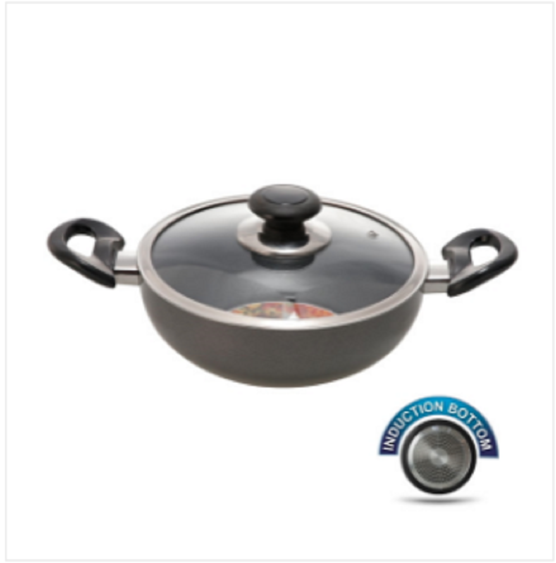 Topper Nonstick Glamour Deep Fry Pan With Lid IB (Black) 24 Cm