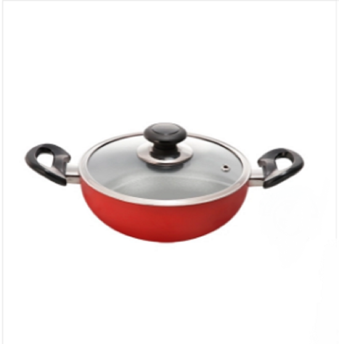 Topper Nonstick Glamour Deep Fry Pan With Lid (Red) 28 Cm